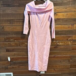 Amazon Pink Cowl Neck Sheath Dress 3/4 Sleeve